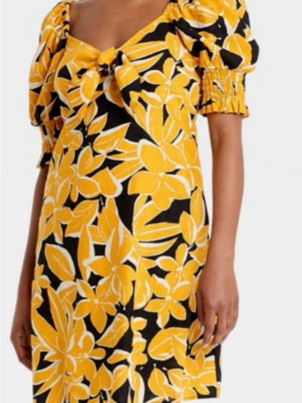 Who What Wear Yellow and Black Floral Midi Dress Sz XL